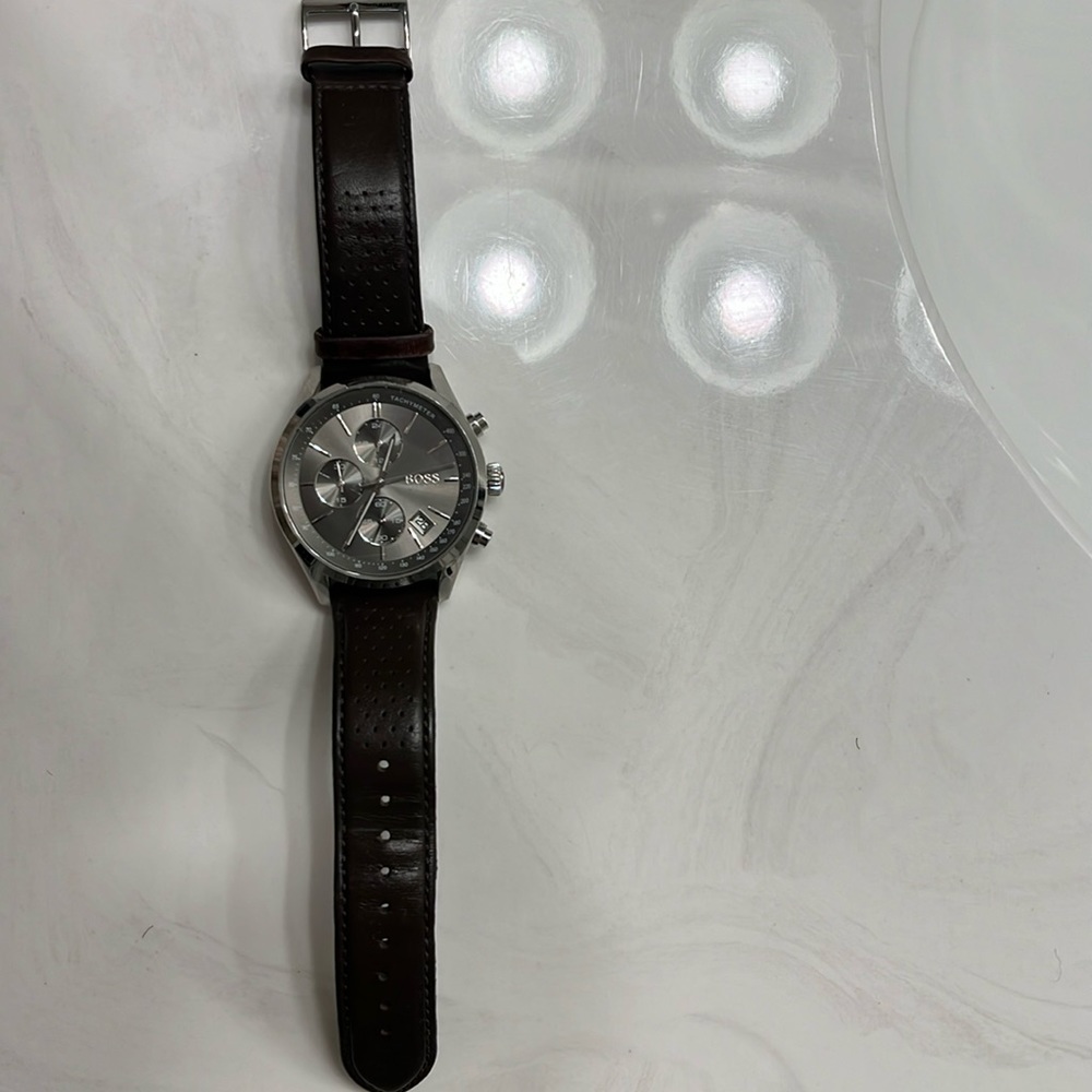 Brown leather strap Hugo boss watch